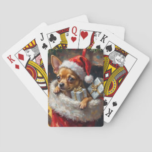 Chihuahua-Hund-Weihnachtsstrumpf-Überraschungskuns Spielkarten