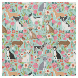 Chihuahua Hunde Blumenzwerge Stoff