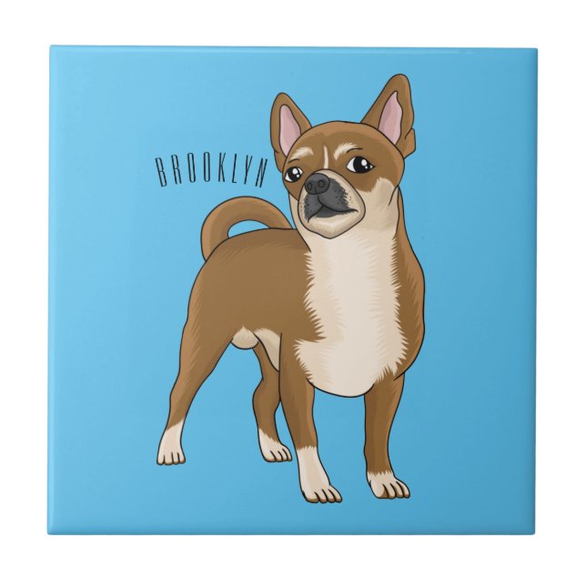 Chihuahua Hunde Cartoon Illustration Fliese (Vorderseite)