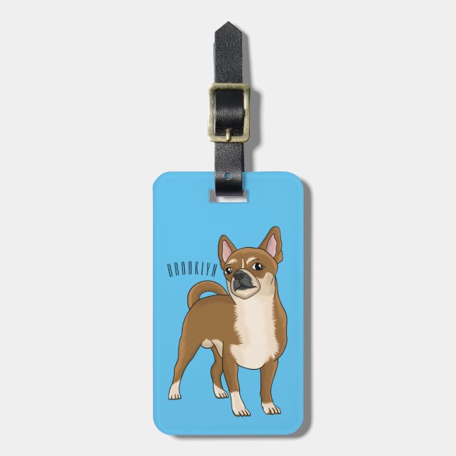 Chihuahua Hunde Cartoon Illustration Gepäckanhänger (Vorderseite vertikal)