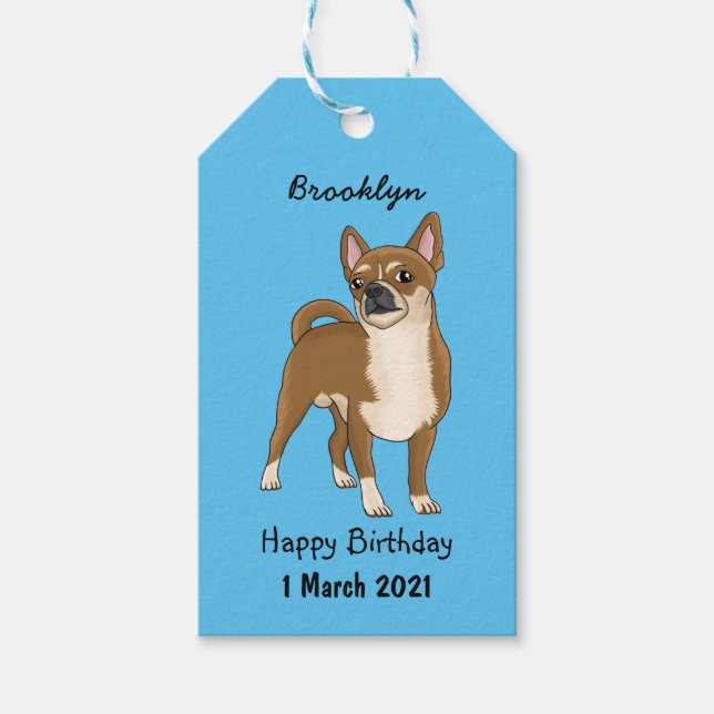 Chihuahua Hunde Cartoon Illustration Geschenkanhänger (Vorderseite)