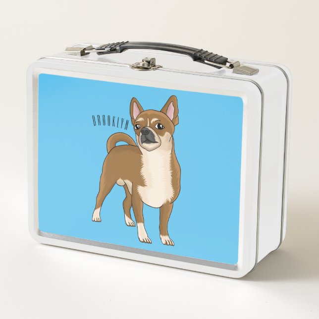 Chihuahua Hunde Cartoon Illustration Metall Brotdose (Vorderseite)
