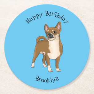 Chihuahua Hunde Cartoon Illustration Runder Pappuntersetzer