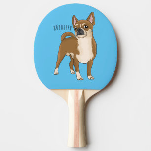 Chihuahua Hunde Cartoon Illustration Tischtennis Schläger