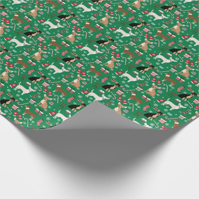 Chihuahua Hunde gemischte Küken Weihnachten Geschenkpapier (Ecke)