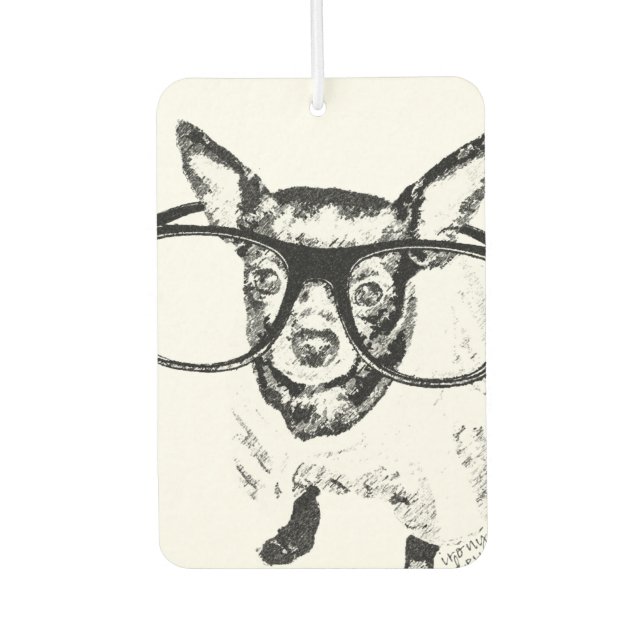 Chihuahua-Hunde-Illustration Zeichnend Autolufterfrischer (Vorderseite)
