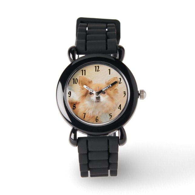 Chihuahua Hunde Malerei Original Art Armbanduhr (Vorderseite)