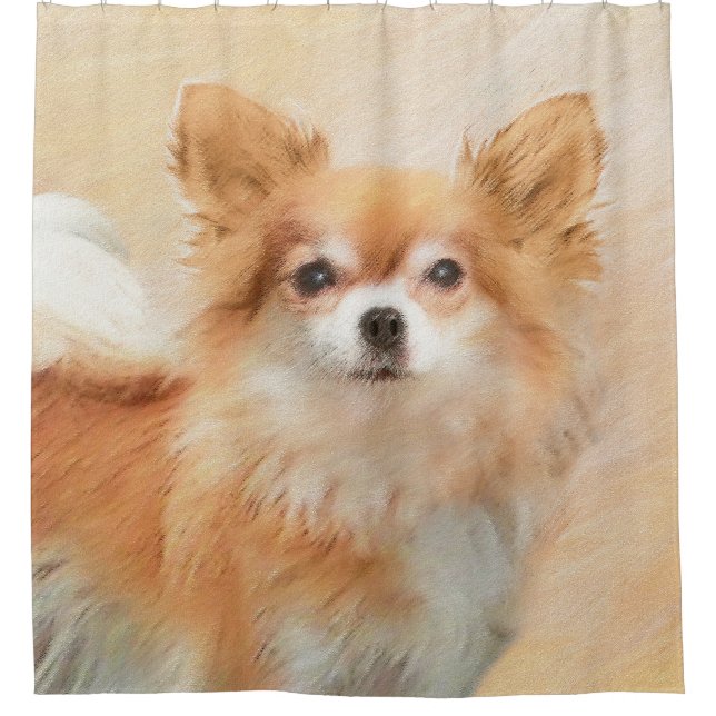 Chihuahua Hunde Malerei Original Art Duschvorhang (Vorderseite)