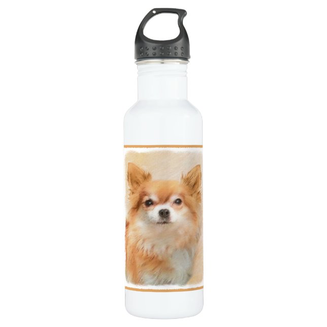 Chihuahua Hunde Malerei Original Art Edelstahlflasche (Vorderseite)