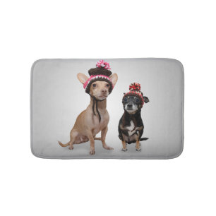Chihuahua-Hunde mit Hut-Foto Badematte