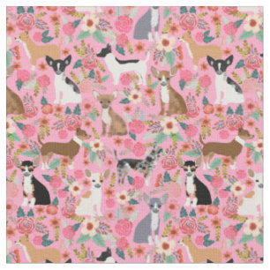 Chihuahua Hunde Vintagen Blumenrosa Stoff