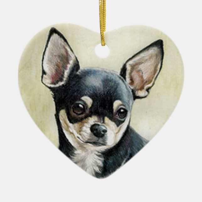 Chihuahua-Hundekunst-Verzierung Keramik Ornament (Vorne)