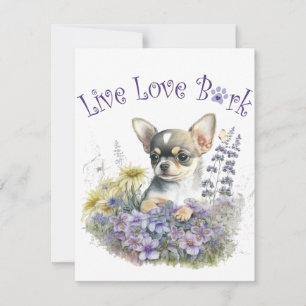 Chihuahua-Hundemama Blumenmuster Mitteilungskarte