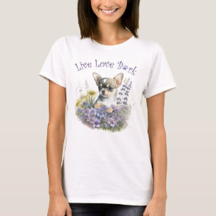 Chihuahua-Hundemama Blumenmuster T-Shirt