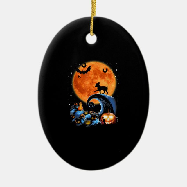 Chihuahua-Hundemünder Kürbishalloween Kostümgesche Keramik Ornament (Vorne)