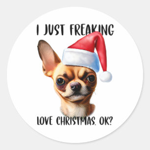 Chihuahua I gerade Freeware Liebe Weihnachten Weih Runder Aufkleber