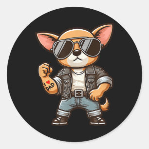 Chihuahua I Liebe Vater Funny Dog Tattoo Runder Aufkleber