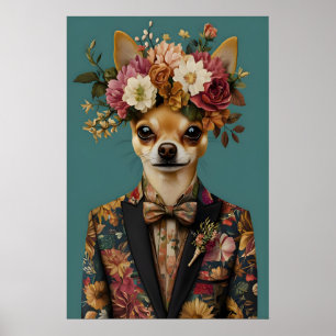 Chihuahua im Anzug Poster, Chihuahua Portrait Poster