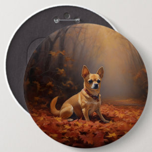 Chihuahua im Herbst inspiriert durch fallende Blät Button