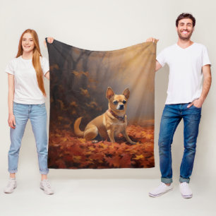 Chihuahua im Herbst inspiriert von fallenden Blätt Fleecedecke