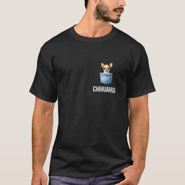 Chihuahua in der Tasche lustigen Hundebesitzer Lon T-Shirt (Vorderseite)