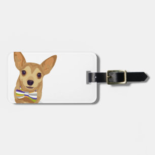 Chihuahua in einem Bowtie auf weißem Hintergrund Gepäckanhänger