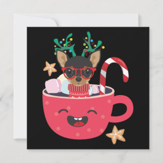 Chihuahua in Teacup Weihnachten Urlaub Mitteilungskarte