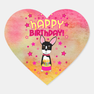 Chihuahua Joyeux Stickers En forme de coeur d'anni