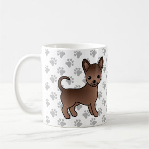 Chihuahua-Karikaturhund mit glattem Fell in Schoko Kaffeetasse