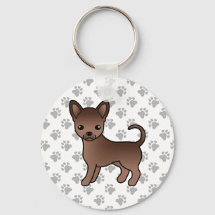 Chihuahua-Karikaturhund mit glattem Fell in Schoko Schlüsselanhänger