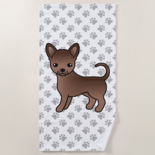 Chihuahua-Karikaturhund mit glattem Fell in Schoko Strandtuch