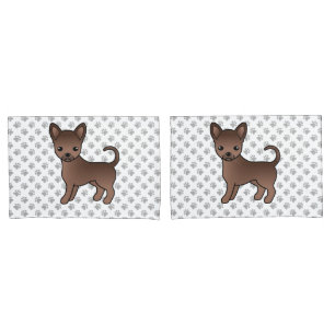 Chihuahua-Karikaturhund mit glattem Fell und Schok Kissenbezug
