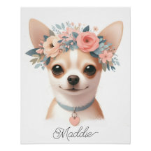 Chihuahua-Kinderzimmer-Poster mit Namen
