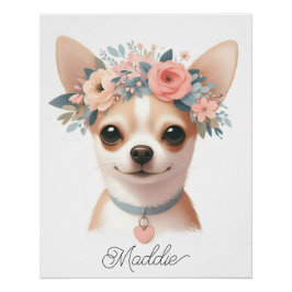 Chihuahua-Kinderzimmer-Poster mit Namen Poster