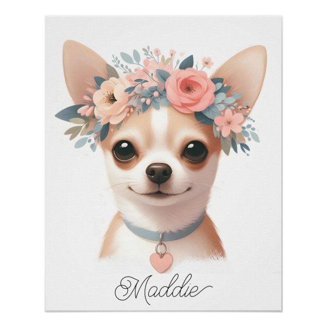 Chihuahua-Kinderzimmer-Poster mit Namen Poster (Vorderseite)