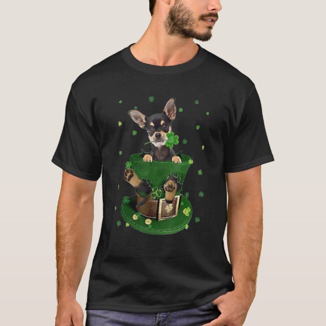 Chihuahua Kleeblatt Hat C St Patrick's Day T-Shirt (Vorderseite)