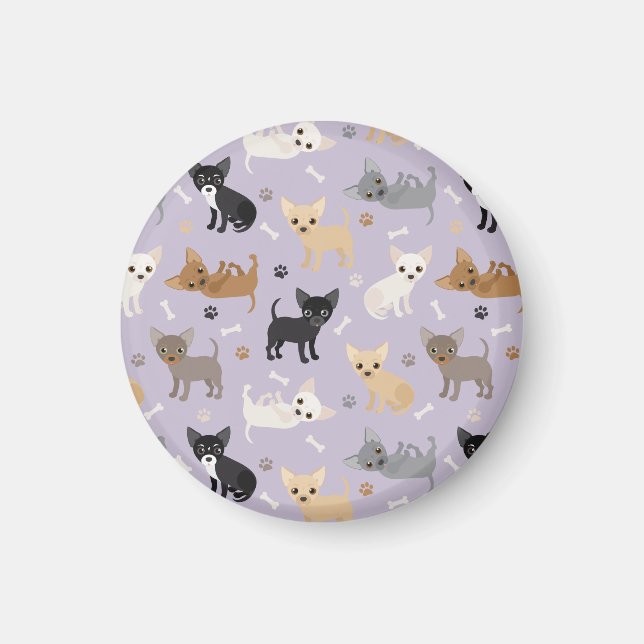 Chihuahua Knochen und Paare Lila Magnet (Vorne)