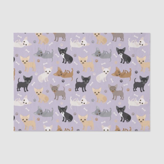 Chihuahua Knochen und Paare Lila Seidenpapier (Vorderseite)