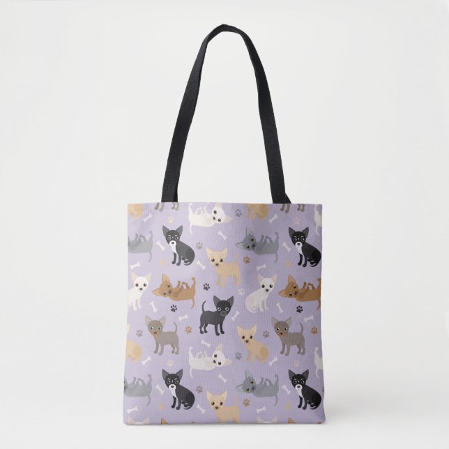 Chihuahua Knochen und Paare Lila Tasche (Vorderseite)