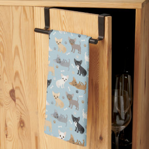 Chihuahua Knochen und Paws Blaues Küchentuch
