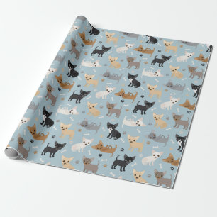 Chihuahua Knochen und Paws Blue Wrapping Paper Geschenkpapier