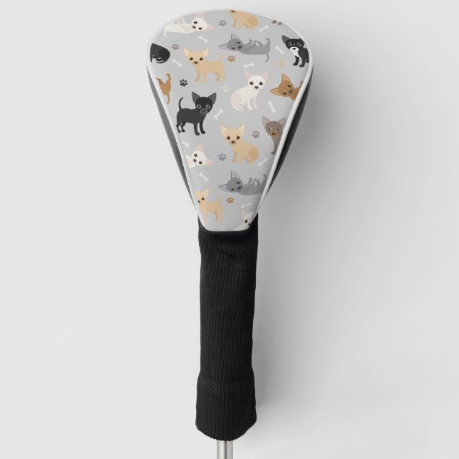 Chihuahua Knochen und Paws Golf Headcover (Vorderseite)