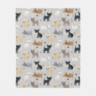 Chihuahua Knochen und Paws Grau Fleece Blanket