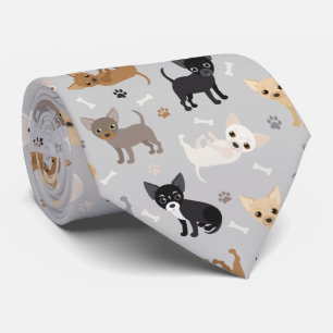 Chihuahua Knochen und Paws Gray Neck Tie Krawatte
