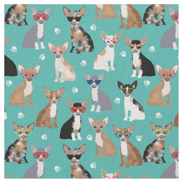 Chihuahua-komische Sonnenbrille Stoff (Nahaufnahme)