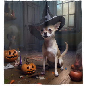 Chihuahua-Kürbisse Halloween Gruselig Duschvorhang