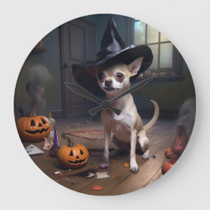 Chihuahua-Kürbisse Halloween Gruselig Große Wanduhr