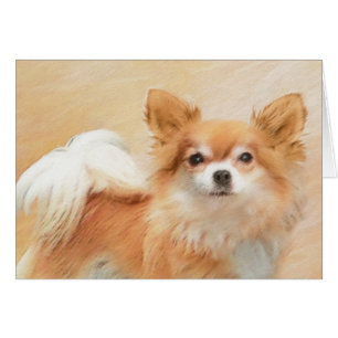 Chihuahua Langhaar-Hund Gemälde Original Kunst