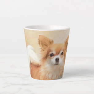 Chihuahua Langhaar-Hund Gemälde Original Kunst Milchtasse