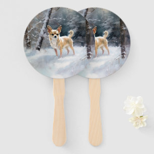 Chihuahua Lass es schneien Weihnachten Fächer